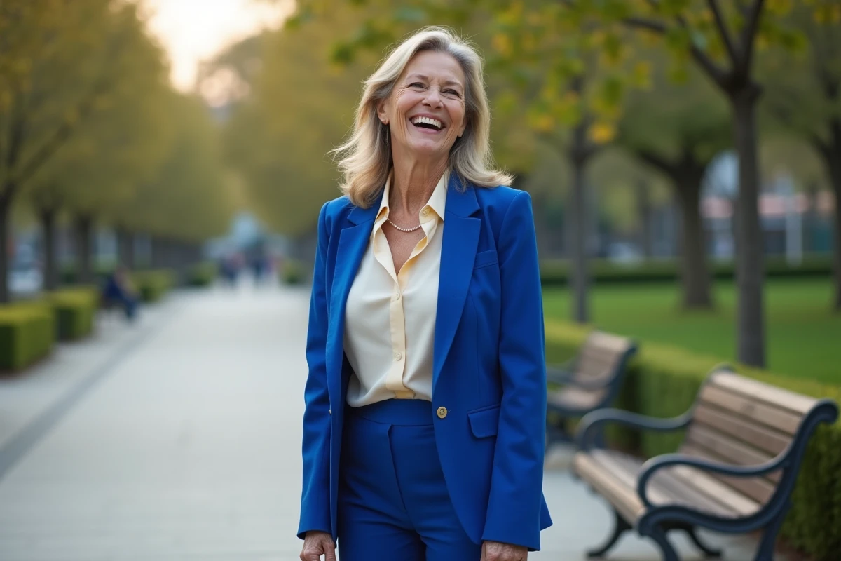 Femme confiante en extérieur dans un parc urbain
