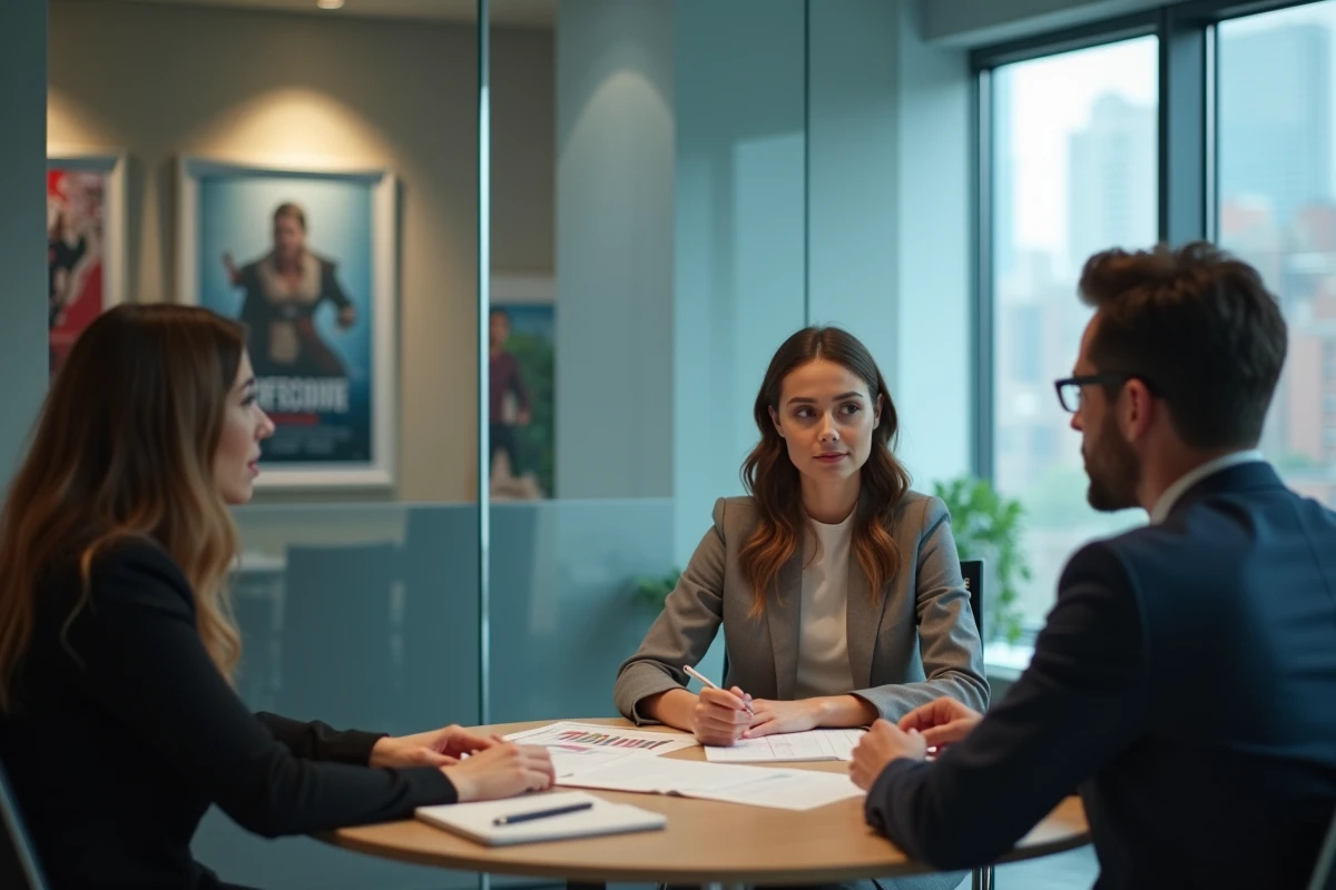 Jeune femme analysant un budget de publicité cinéma en réunion