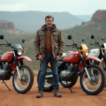 Coureur en motocross avec Honda 600 XR en nature