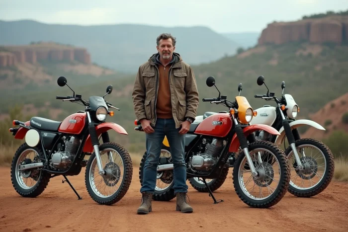 Coureur en motocross avec Honda 600 XR en nature